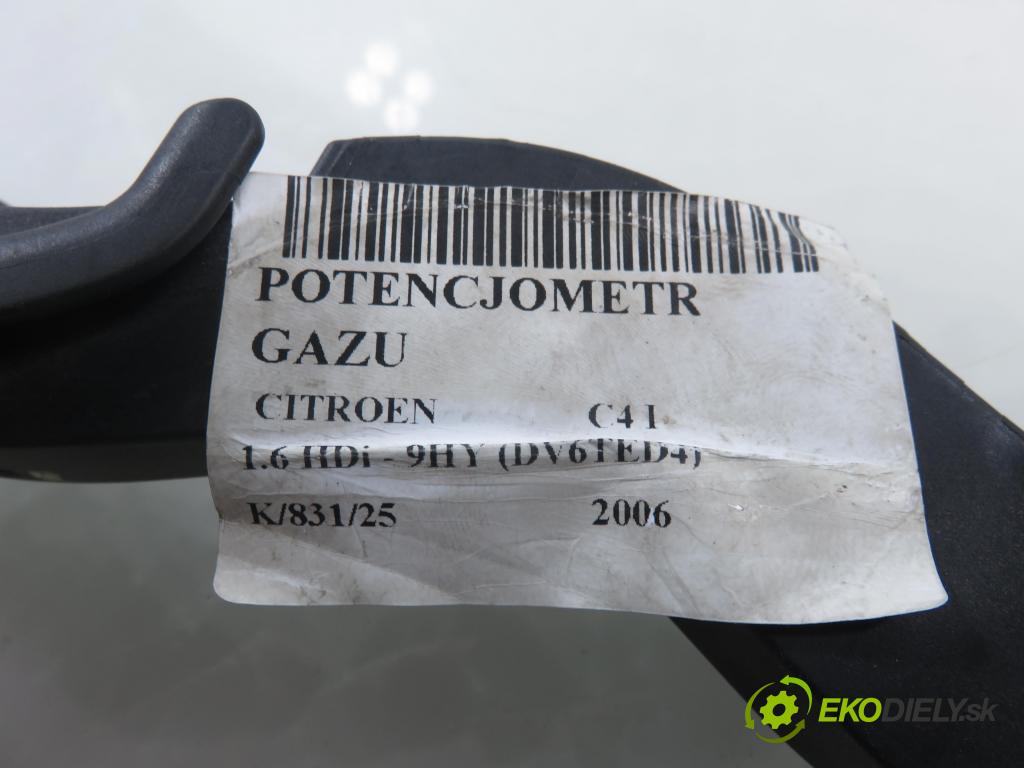 CITROEN C4 I (LC_) HB 2006 80,00 1.6 HDi - 9HY (DV6TED4) 1560,00 Potenciometer plynu 0280755001 ; 9650889180 ; F00C3E2429 (Potenciometer plynového pedálu)