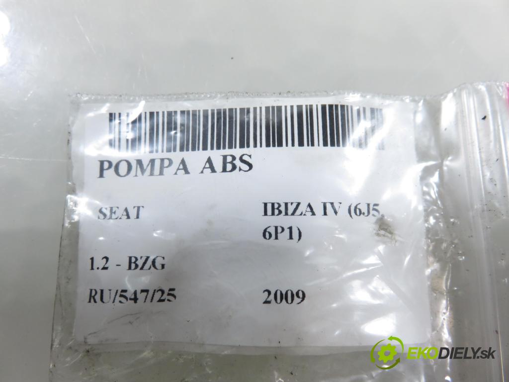 SEAT IBIZA IV (6J5, 6P1) HB 2009 51,00 1.2 12V DOHC 70 - BZG 1198,00 Pumpa ABS 0265955000 ; 6R0907379H (Pumpa ABS)