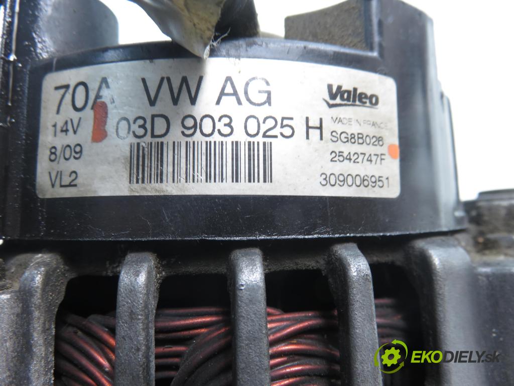 SEAT IBIZA IV (6J5, 6P1) HB 2009 51,00 1.2 12V DOHC 70 - BZG 1198,00 Alternátor 03D903025H ; SG8B026 (Alternátor)