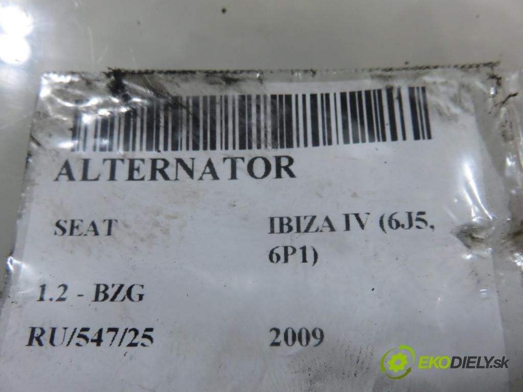 SEAT IBIZA IV (6J5, 6P1) HB 2009 51,00 1.2 12V DOHC 70 - BZG 1198,00 Alternátor 03D903025H ; SG8B026 (Alternátor)