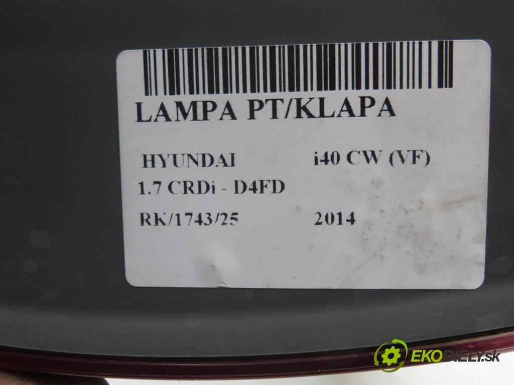 HYUNDAI i40 CW (VF) KOMBI 2014 100,00 1.7 CRDi 136 - D4FD 1685,00 Svetlo pravé zadné kufor 924043Z001