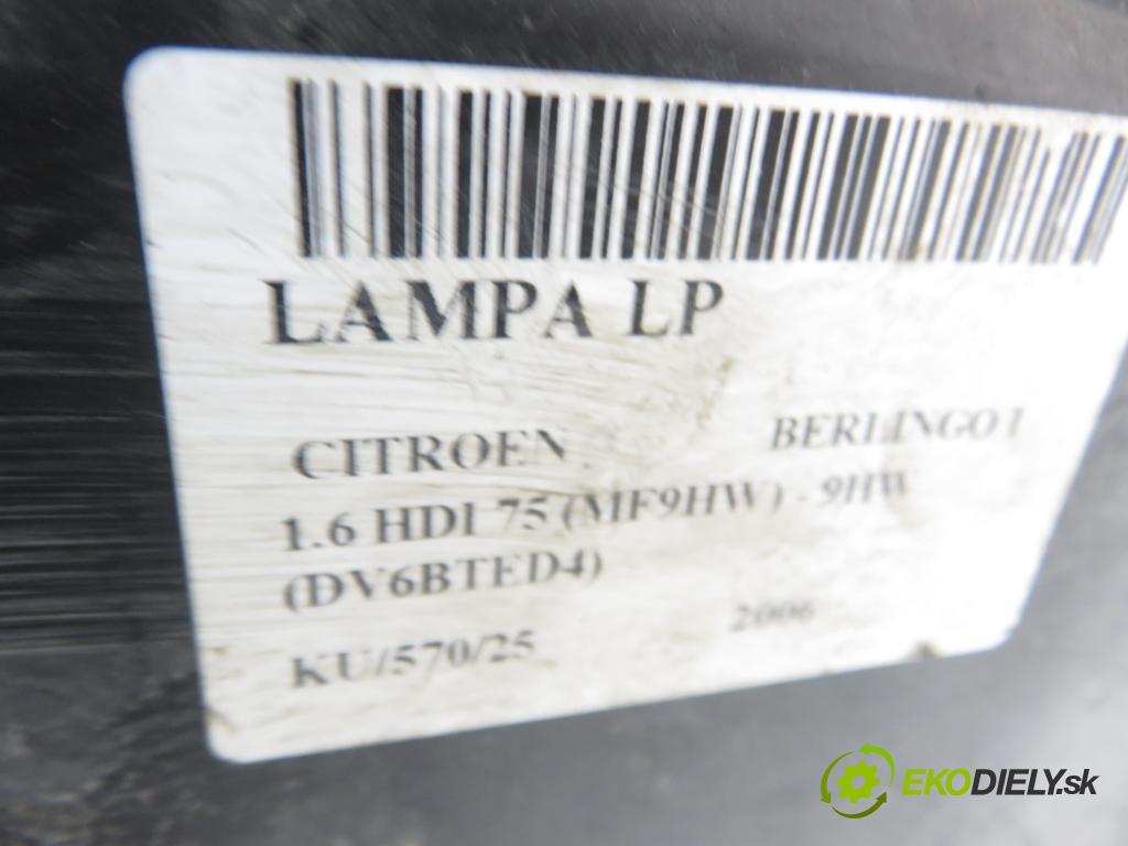 CITROEN BERLINGO / BERLINGO FIRST nadwozie wielkoprzestrzenne (MPV) KOMBIVAN 2006 55,00 1.6 HDI 75 (MF9HW) - 9HW (DV6BTED4) 1560,00 Svetlo LP 9644150980 ; VP3CLX13W030AA