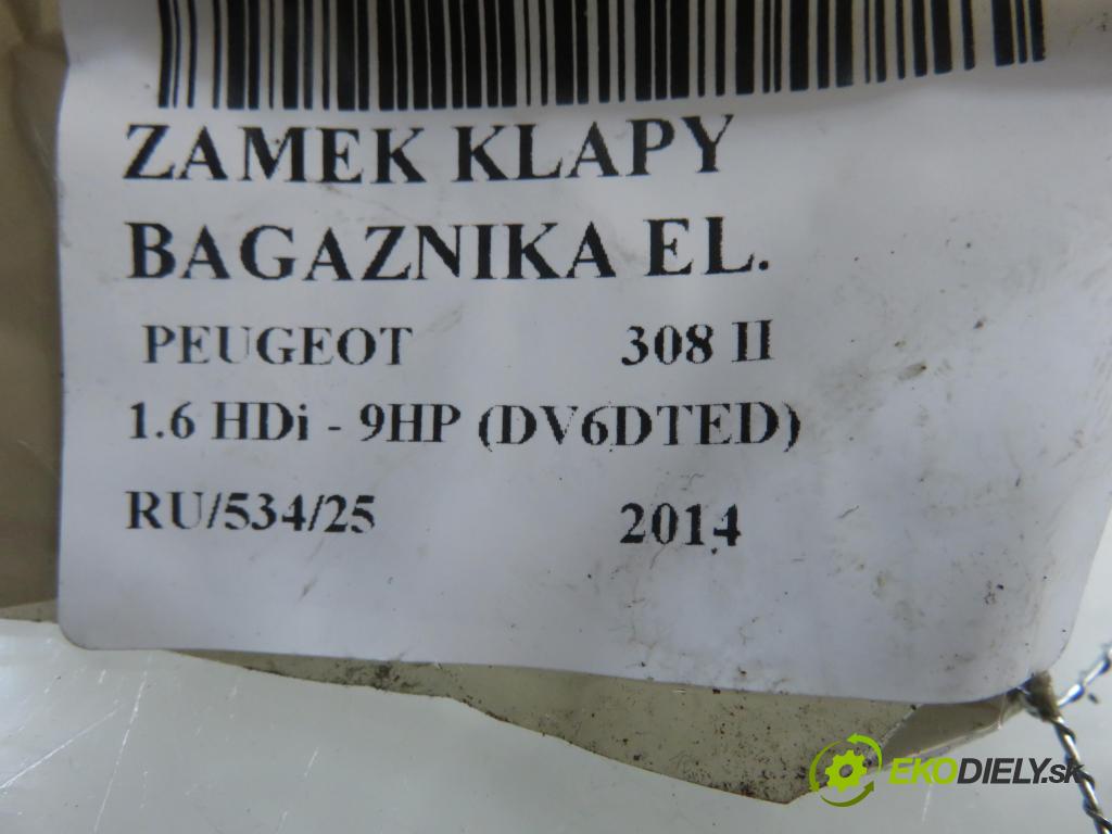 PEUGEOT 308 II HB 2014 68,00 1.6 HDi - 9HP (DV6DTED) 1560,00 zámok dveří kufr EL. 9804762080
