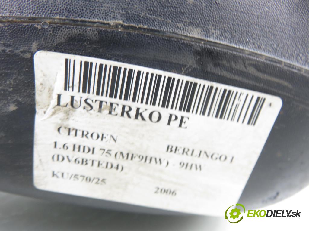 CITROEN BERLINGO / BERLINGO FIRST nadwozie wielkoprzestrzenne (MPV) KOMBIVAN 2006 55,00 1.6 HDI 75 (MF9HW) - 9HW (DV6BTED4) 1560,00 zpětné zrcátko 96366861XT