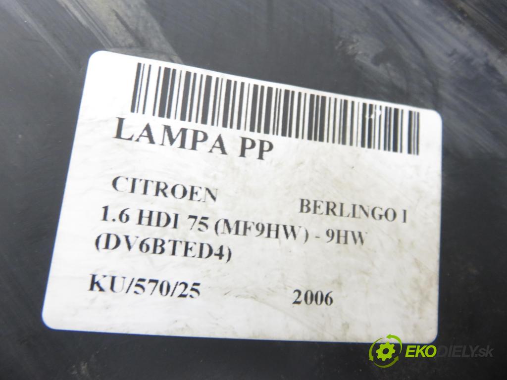 CITROEN BERLINGO / BERLINGO FIRST nadwozie wielkoprzestrzenne (MPV) KOMBIVAN 2006 55,00 1.6 HDI 75 (MF9HW) - 9HW (DV6BTED4) 1560,00 Svetlo PP 9644150880 ; VP3CLX13W029AA