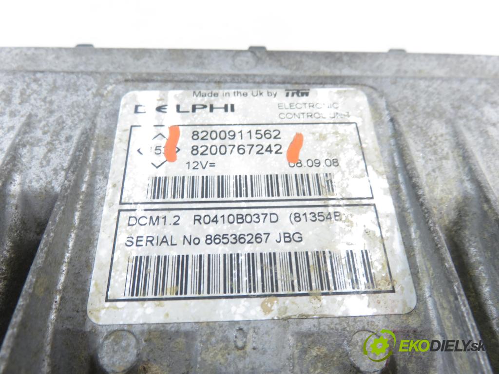 RENAULT KANGOO (KC0/1_) KOMBIVAN 2008 50,00 1.5 dCi 68 - K9K 714 1461,00 Riadiaca jednotka Motor 8200911562 ; 8200767242
