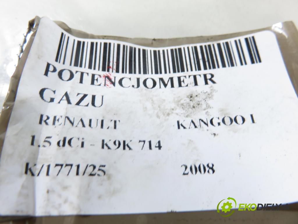 RENAULT KANGOO (KC0/1_) KOMBIVAN 2008 50,00 1.5 dCi 68 - K9K 714 1461,00 Potenciometer plynu 8200699691 ; 6PV00811924 (Potenciometer plynového pedálu)