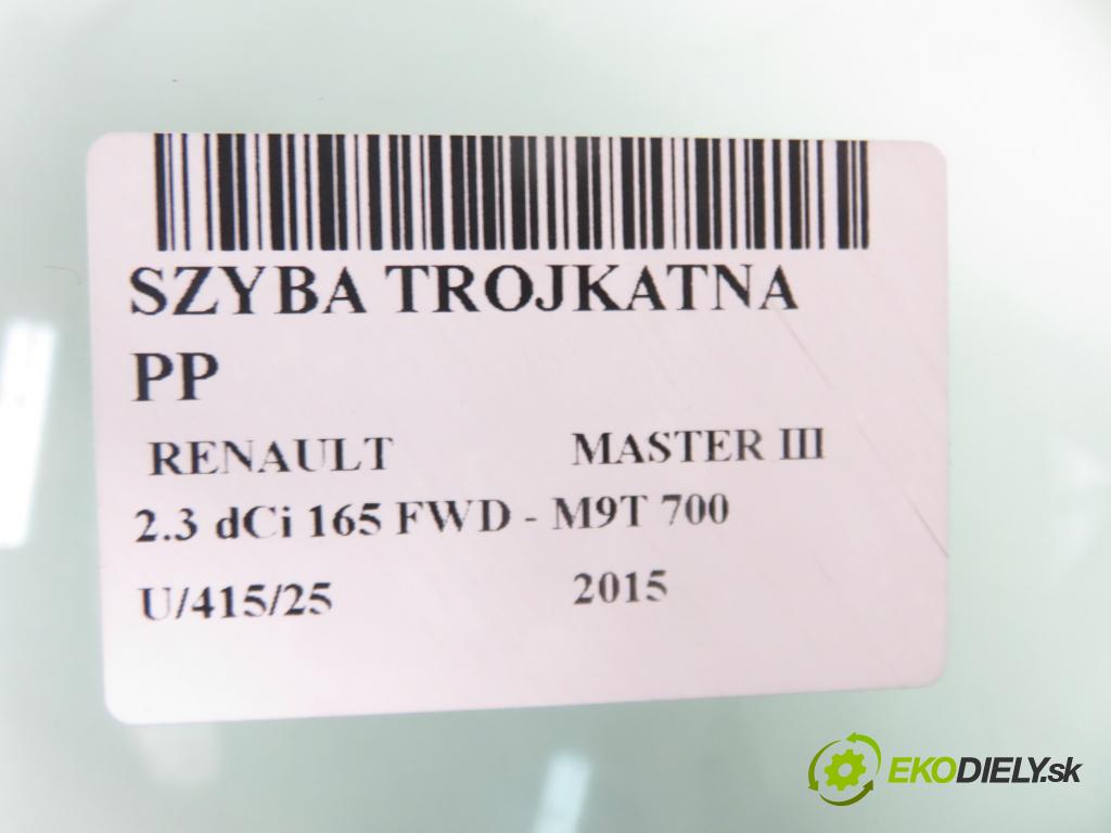 RENAULT MASTER III Platforma / podwozie (EV, HV, UV) KABINA/PLATFORMA 2015 0,00 2.3 dCi 165 FWD - M9T 700 2298,00 okno TROJÚHELNÍK PP