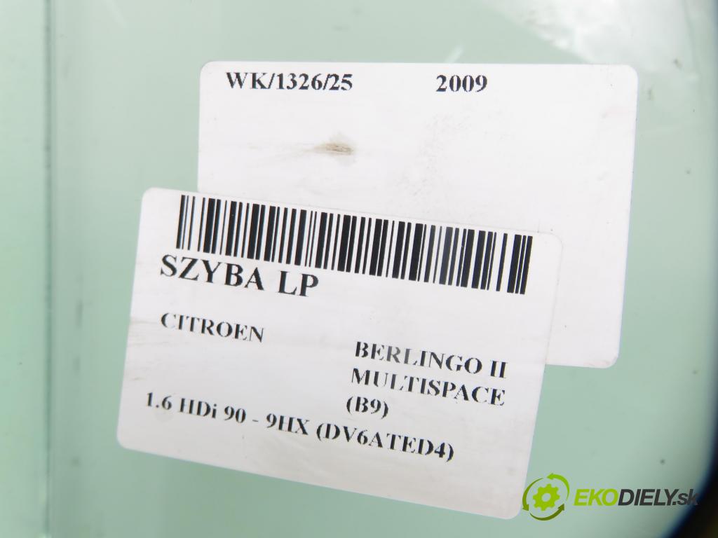 CITROEN BERLINGO MULTISPACE (B9) KOMBIVAN 2009 66,00 1.6 HDi 90 - 9HX (DV6ATED4) 1560,00 okno LP