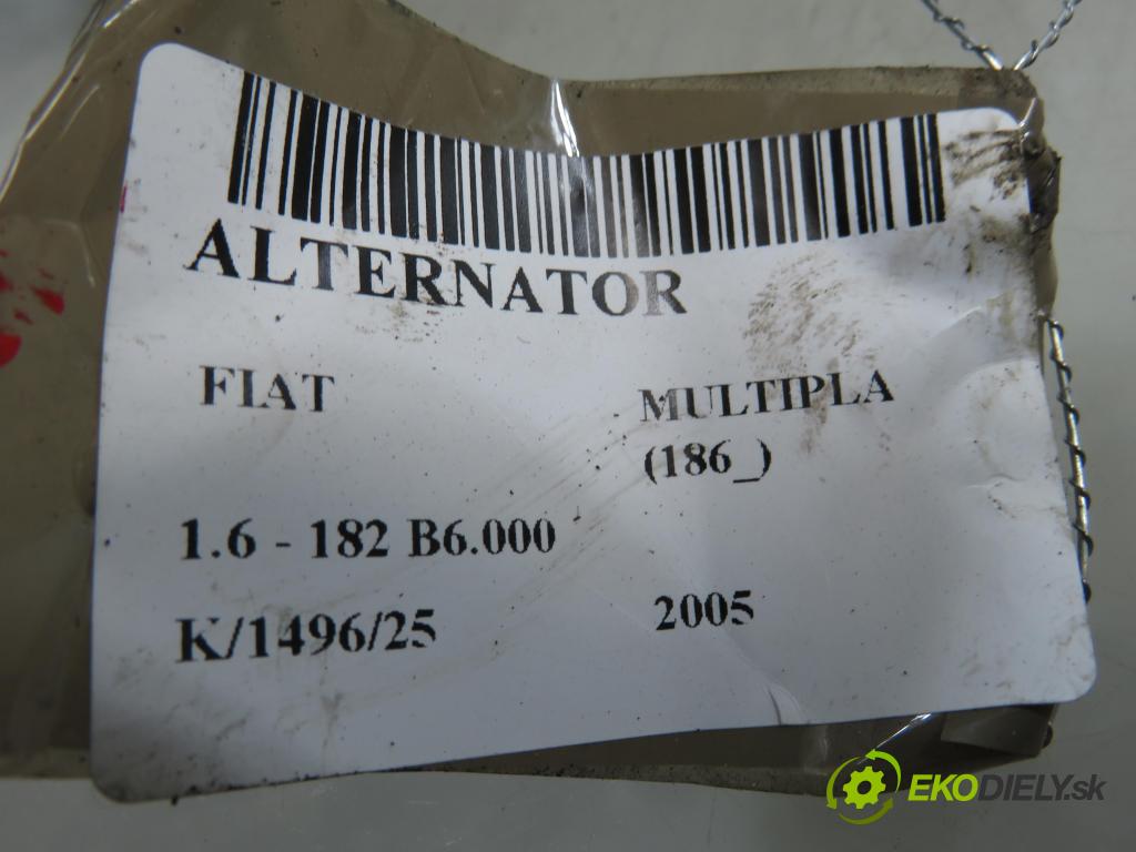 FIAT MULTIPLA (186_) MINIVAN 2005 0,00 1.6 - 182 B6.000 1596,00 Alternátor A0191 (Alternátor)