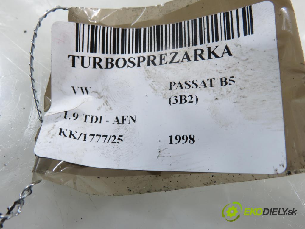 VW PASSAT B5 (3B2) SEDAN 1998 81,00 1.9 TDI 110 - AFN 1896,00 Turbodúchadlo 028145702H (Turbodúchadlo (kompletné))