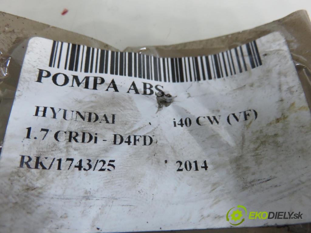 HYUNDAI i40 CW (VF) KOMBI 2014 100,00 1.7 CRDi 136 - D4FD 1685,00 Pumpa ABS 01115386ABB ; 589203Z570 (Pumpa ABS)