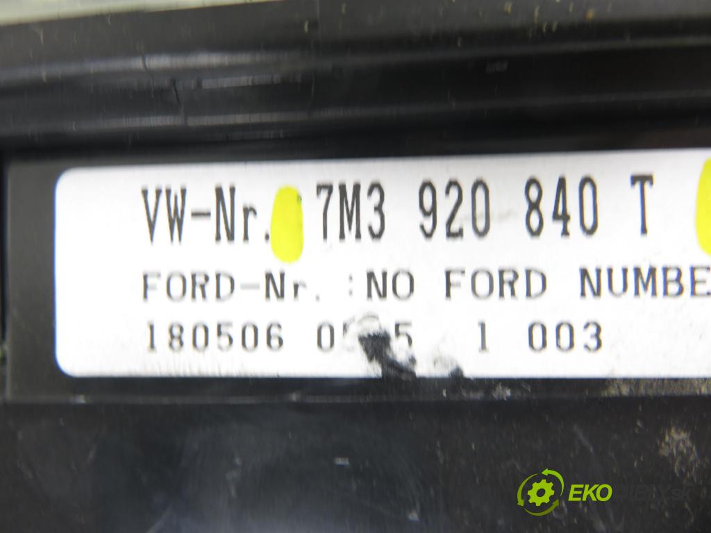 VW SHARAN (7M8, 7M9, 7M6) VAN 2006 85,00 1.9 TDI PD 115 - AUY 1896,00 prístrojovka elektrický 7M3920840T