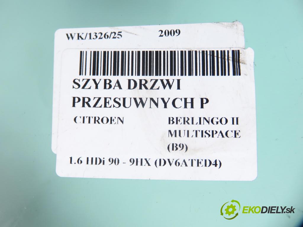 CITROEN BERLINGO MULTISPACE (B9) KOMBIVAN 2009 66,00 1.6 HDi 90 - 9HX (DV6ATED4) 1560,00 okno dveře posúvne P