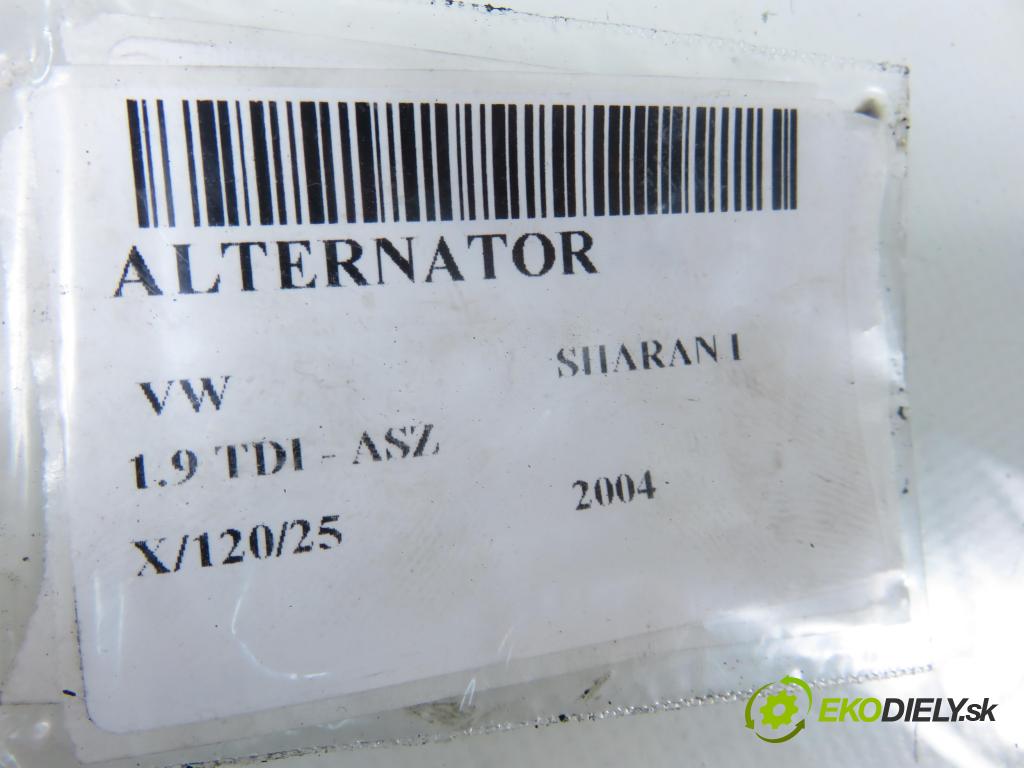 VW SHARAN (7M8, 7M9, 7M6) MINIVAN 2004 96,00 1.9 TDI PD 130 - ASZ 1896,00 Alternátor 028903030 ; 0124515117 (Alternátor)