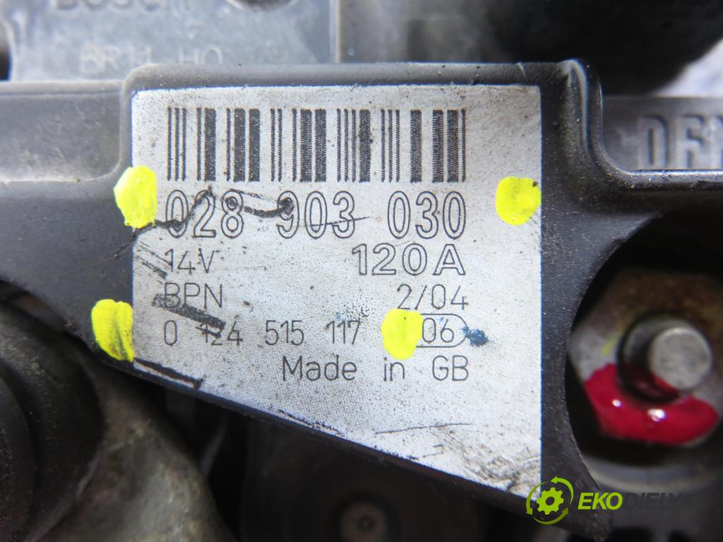 VW SHARAN (7M8, 7M9, 7M6) MINIVAN 2004 96,00 1.9 TDI PD 130 - ASZ 1896,00 Alternátor 028903030 ; 0124515117 (Alternátor)