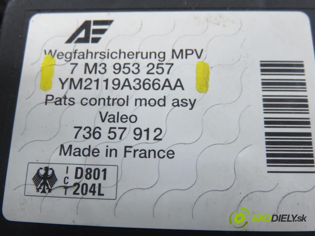 VW SHARAN (7M8, 7M9, 7M6) MINIVAN 2004 96,00 1.9 TDI PD 130 - ASZ 1896,00 spinačka 4B0905851F ; 7M3953257 ; YM2119A366AA (Spínacia skrinka)