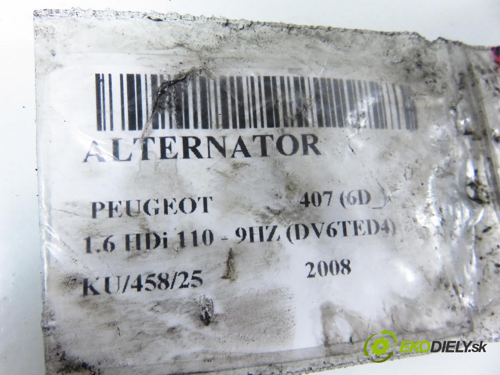 PEUGEOT 407 (6D_) SEDAN 2008 80,00 1.6 HDi 110 - 9HZ (DV6TED4) 1560,00 Alternátor 9646321780 (Alternátor)