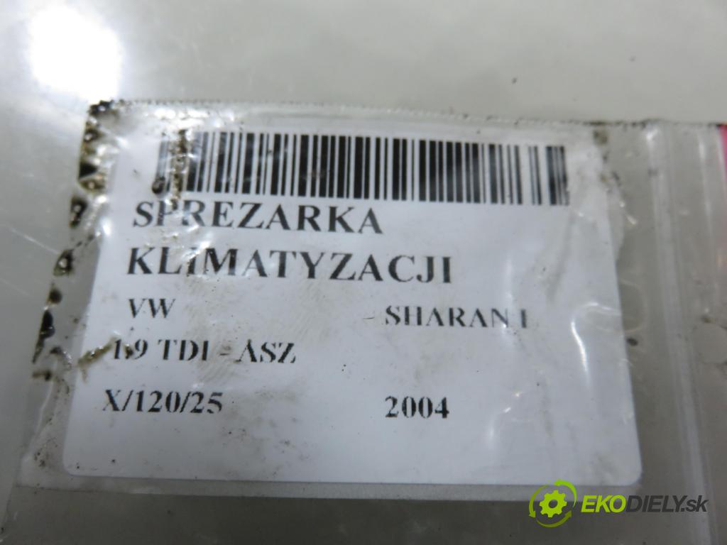 VW SHARAN (7M8, 7M9, 7M6) MINIVAN 2004 96,00 1.9 TDI PD 130 - ASZ 1896,00 KOMPRESOR: klimatizace 7M3820803A ; YM2H19D629BB (Kompresor klimatizace)