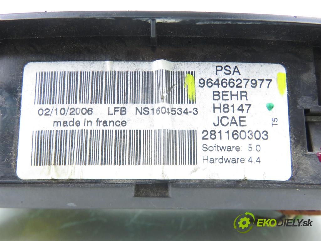 PEUGEOT 307 SW (3H) KOMBI 2006 80,00 1.6 HDI 110 - 9HZ (DV6TED4) 1560,00 Panel topení KLIMATRONIK 9646627977