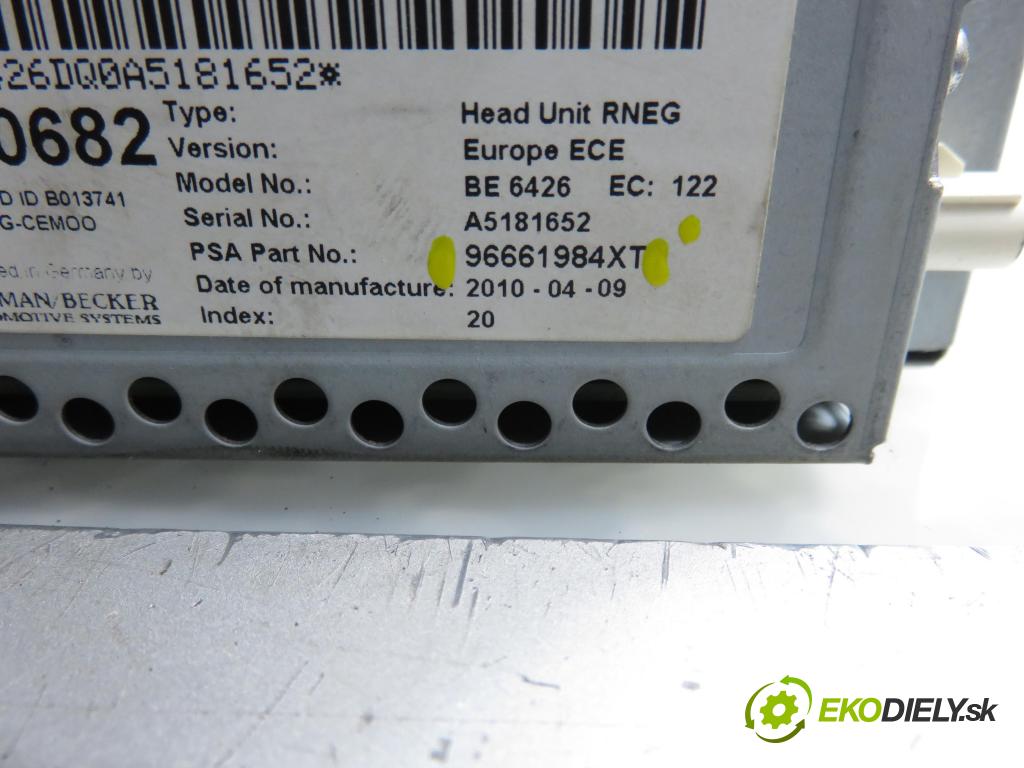 CITROEN C3 II (SC_) HB 2010 0,00 1.6 HDi 90 - 9HX (DV6ATED4) 1560,00 RADIO CD 96661984XT