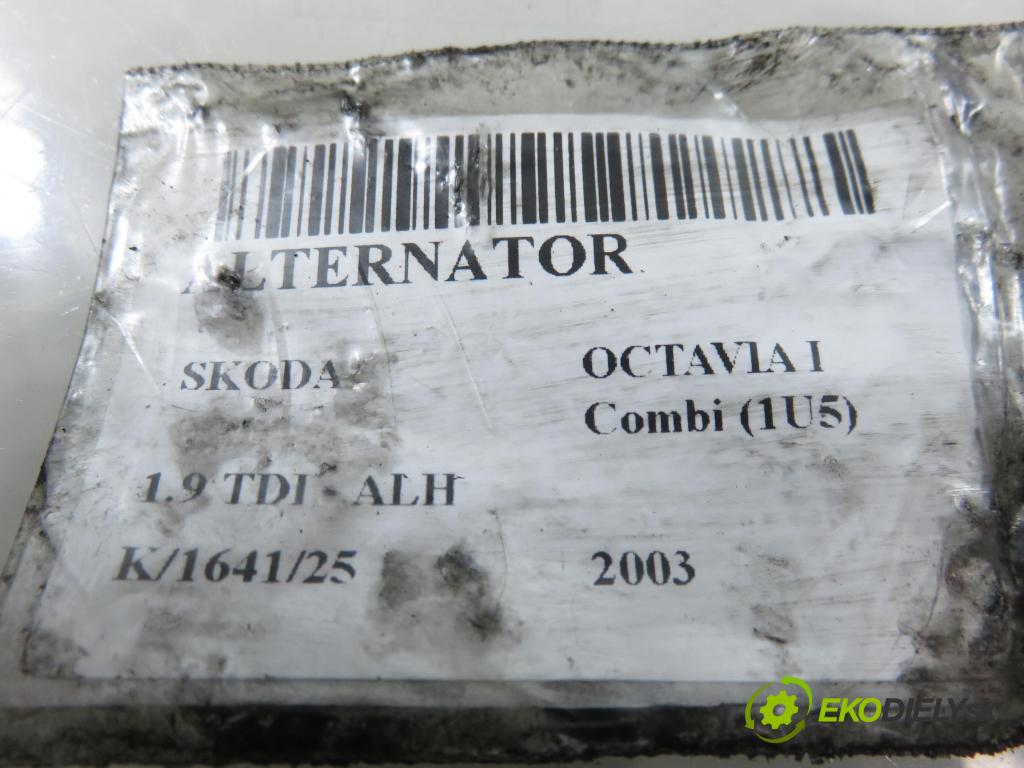 SKODA OCTAVIA I Combi (1U5) KOMBI 2003 66,00 1.9 TDI 90 - ALH 1896,00 Alternátor 038903023R (Alternátor)