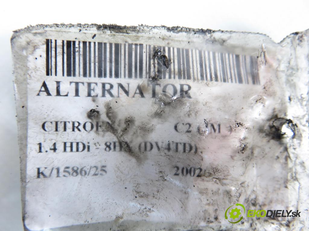 CITROEN C2 (JM_) HB 2002 52,00 1.4 HDi - 8HX (DV4TD) 1398,00 Alternátor 9646476280 (Alternátor)
