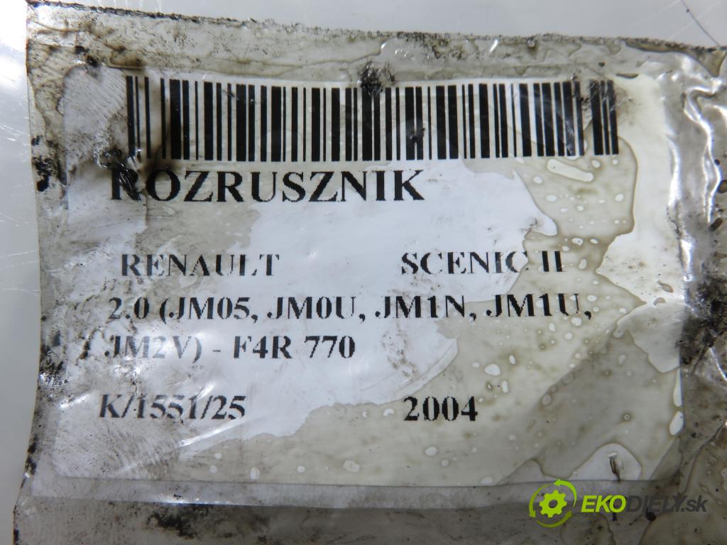 RENAULT SCENIC II (JM0/1_) MINIVAN 2004 99,00 2.0 135 - F4R 770 1998,00 Štartér 8200186148 ; 0001106023 (Štartér)