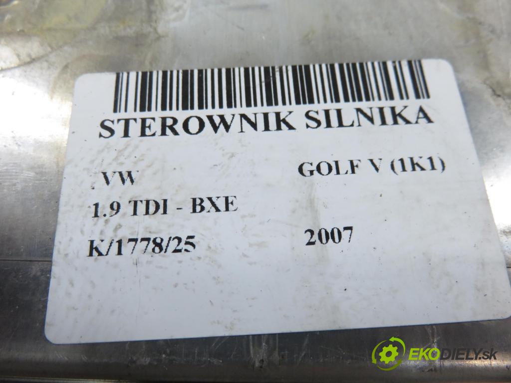 VW GOLF V (1K1) HB 2007 77,00 1.9 TDI - BXE 1896,00 Riadiaca jednotka Motor 03G906021KH ; 0281013226