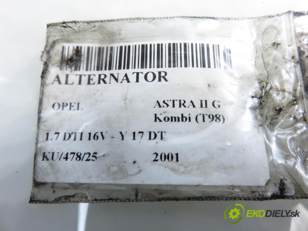 OPEL ASTRA G Kombi (T98) KOMBI 2001 55,00 1.7 DTI 16V - Y 17 DT 1686,00 Alternátor  (Alternátor)