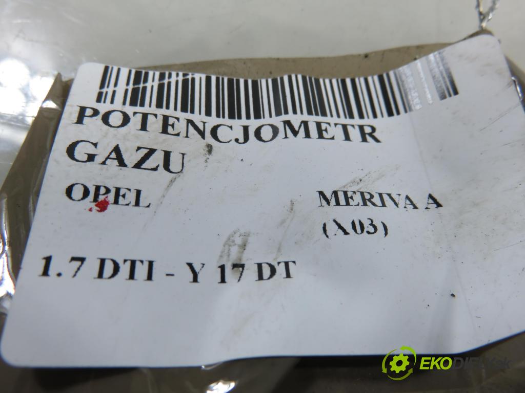 OPEL MERIVA A nadwozie wielkoprzestrzenne (MPV) (X03) MINIVAN 2004 55,00 1.7 DTI 75 - Y 17 DT 1686,00 Potenciometer plynu 93335443DA ; 6PV00811002 (Potenciometer plynového pedálu)