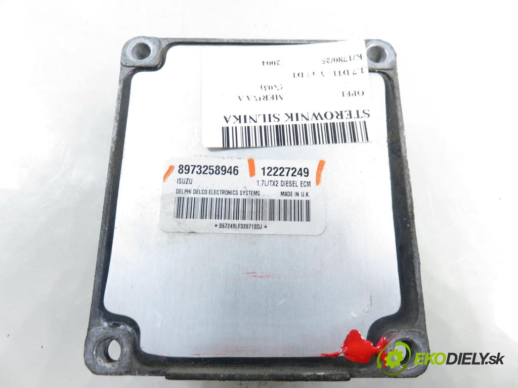 OPEL MERIVA A nadwozie wielkoprzestrzenne (MPV) (X03) MINIVAN 2004 55,00 1.7 DTI 75 - Y 17 DT 1686,00 Riadiaca jednotka Motor 12227249 ; 8973258946