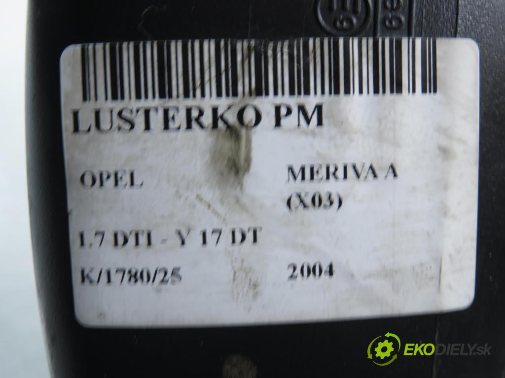 OPEL MERIVA A nadwozie wielkoprzestrzenne (MPV) (X03) MINIVAN 2004 55,00 1.7 DTI 75 - Y 17 DT 1686,00 zpětné zrcátko PM 93494552