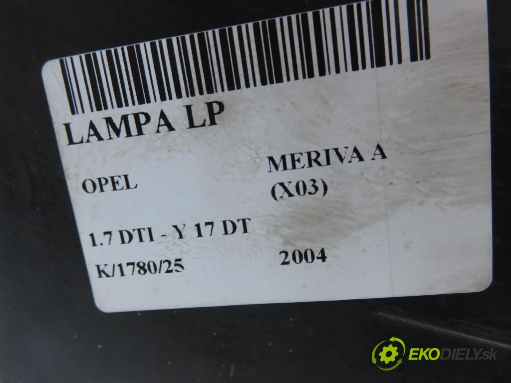 OPEL MERIVA A nadwozie wielkoprzestrzenne (MPV) (X03) MINIVAN 2004 55,00 1.7 DTI 75 - Y 17 DT 1686,00 Svetlo LP