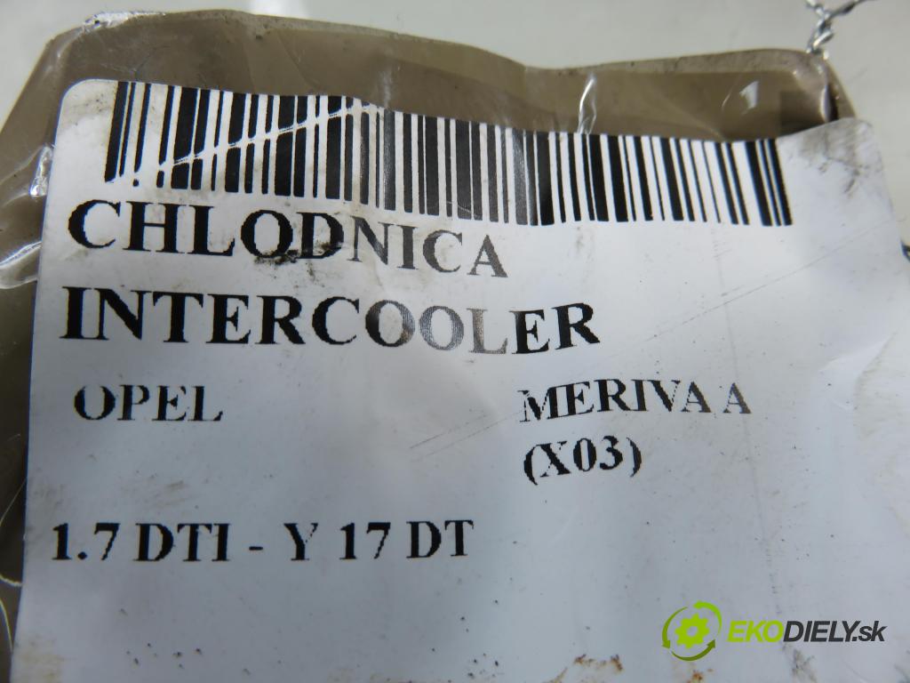 OPEL MERIVA A nadwozie wielkoprzestrzenne (MPV) (X03) MINIVAN 2004 55,00 1.7 DTI 75 - Y 17 DT 1686,00 chladič intercooler 52401245