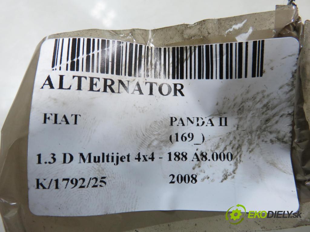 FIAT PANDA (169_) HB 2008 51,00 1.3 D Multijet 4x4 - 188 A8.000 1248,00 Alternátor 51784845 (Alternátor)