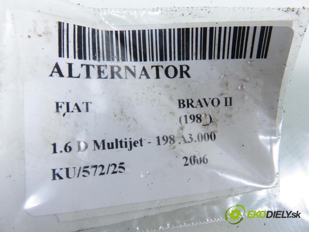 FIAT BRAVO II (198_) HB 2006 77,00 1.6 D Multijet - 198 A3.000 1598,00 Alternátor 51764265 ; MS1012101090 (Alternátor)