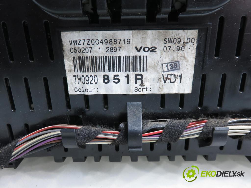 VW TRANSPORTER V Skrzynia (7HA, 7HH, 7EA, 7EH) FURGON 2008 75,00 1.9 TDI - BRS 1896,00 prístrojovka elektrický 7H0920851R