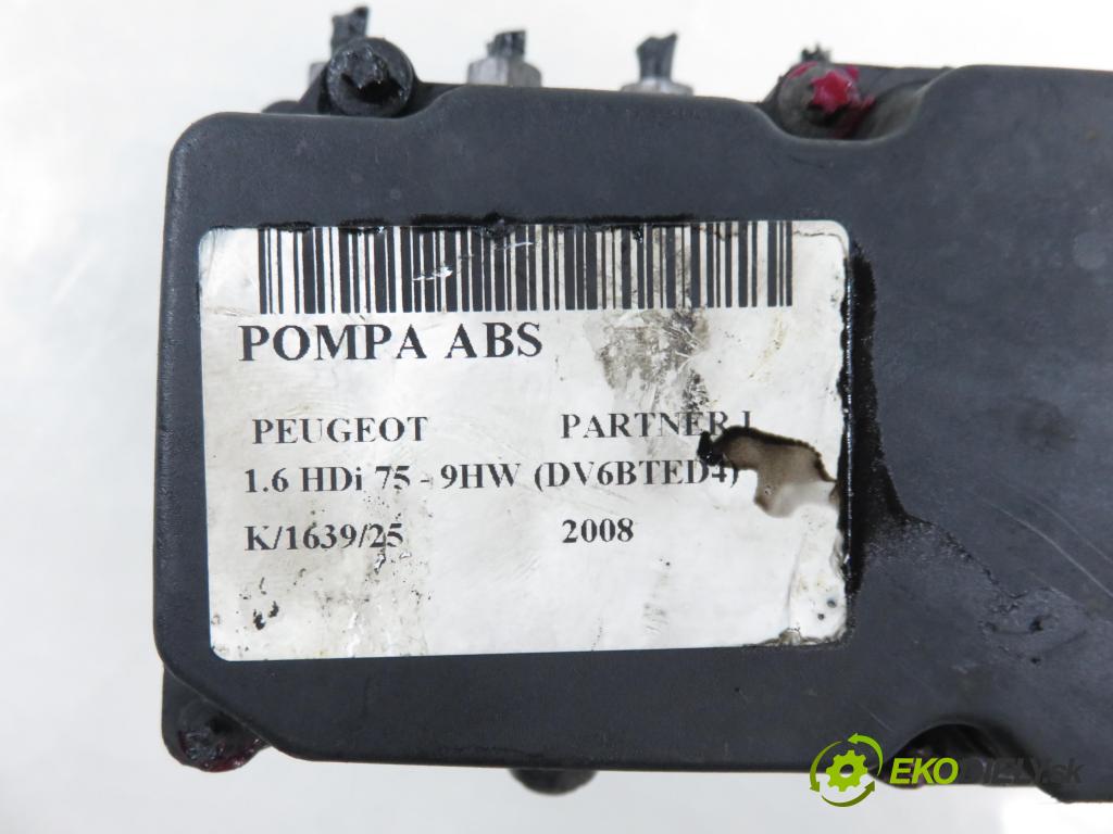 PEUGEOT PARTNER Skrzynia (5_, G_) KOMBIVAN 2008 55,00 1.6 HDi 75 - 9HW (DV6BTED4) 1560,00 Pumpa ABS 0265800738 ; 0265232116 (Pumpa ABS)