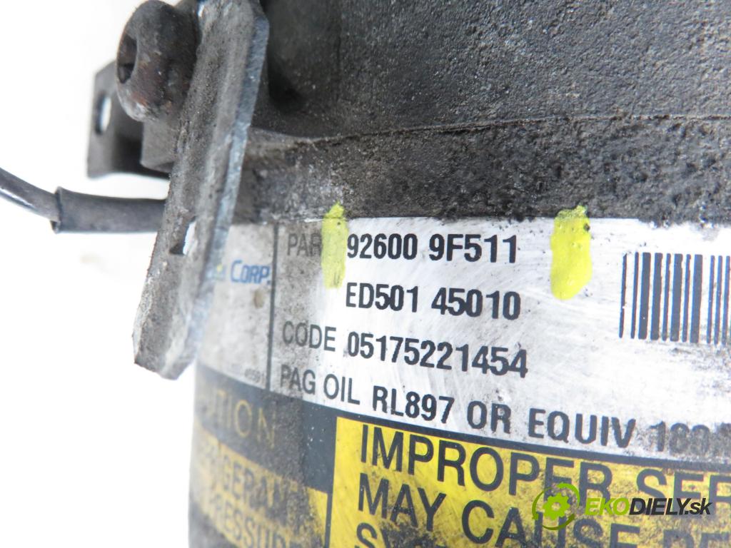 NISSAN ALMERA II Hatchback (N16) HB 2005 72,00 1.5 - QG15DE 1498,00 KOMPRESOR: klimatizácie 926009F511 (Kompresor klimatizácie)