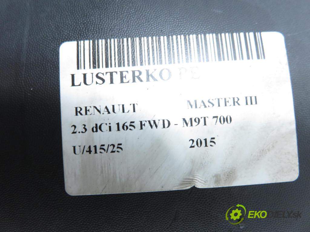 RENAULT MASTER III Platforma / podwozie (EV, HV, UV) KABINA/PLATFORMA 2015 0,00 2.3 dCi 165 FWD - M9T 700 2298,00 zpětné zrcátko 