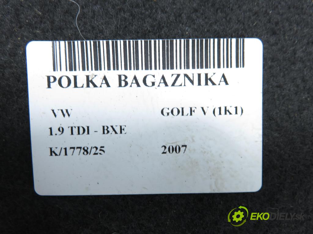 VW GOLF V (1K1) HB 2007 77,00 1.9 TDI - BXE 1896,00 POLKA: kufr 