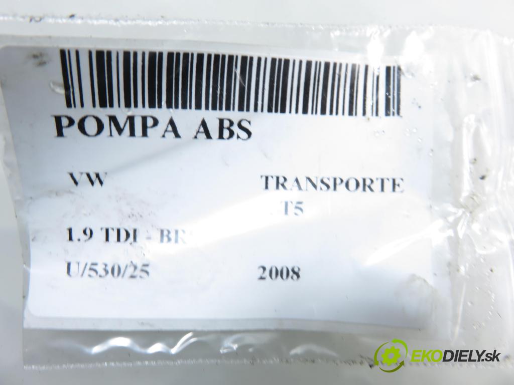 VW TRANSPORTER V Skrzynia (7HA, 7HH, 7EA, 7EH) FURGON 2008 75,00 1.9 TDI - BRS 1896,00 Pumpa ABS 7H0907379R ; 10061334631 (Pumpa ABS)