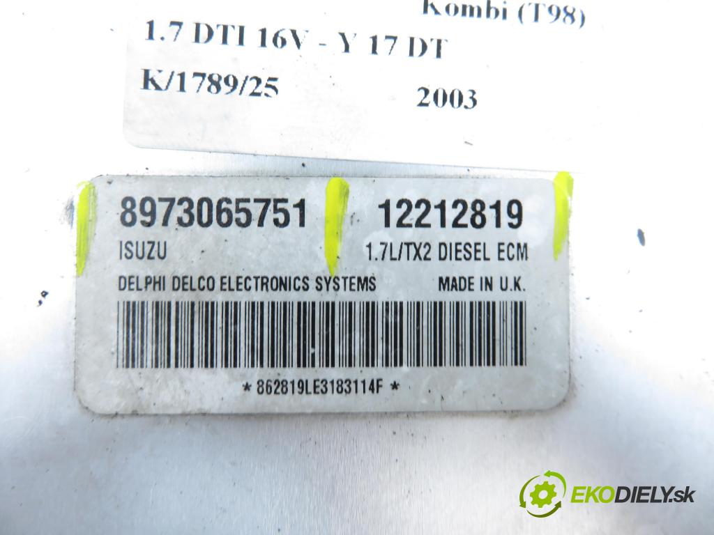OPEL ASTRA G Kombi (T98) KOMBI 2003 55,00 1.7 DTI 16V - Y 17 DT 1686,00 řídící jednotka motora 8973065751 ; 12212819