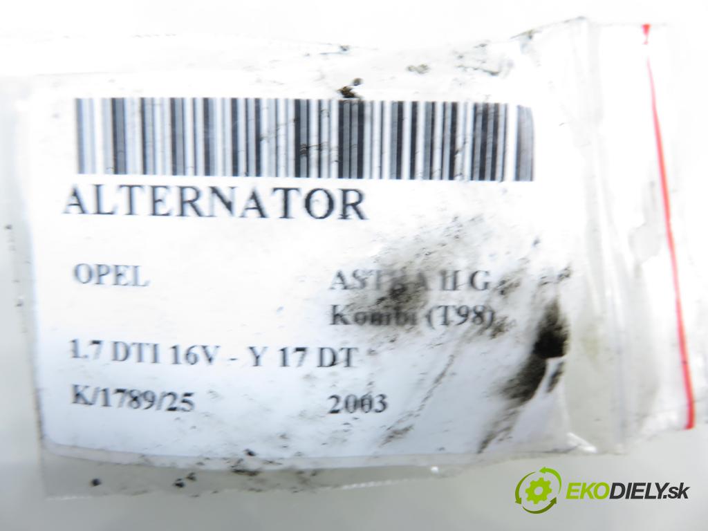 OPEL ASTRA G Kombi (T98) KOMBI 2003 55,00 1.7 DTI 16V - Y 17 DT 1686,00 Alternátor  (Alternátor)