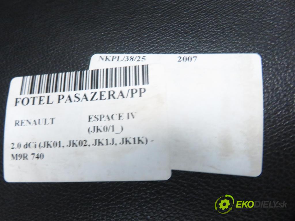 RENAULT ESPACE IV (JK0/1_) MINIVAN 2007 110,00 2.0 dCi 150 - M9R 740 1995,00 sedadlo CESTUJÍCÍ/PP