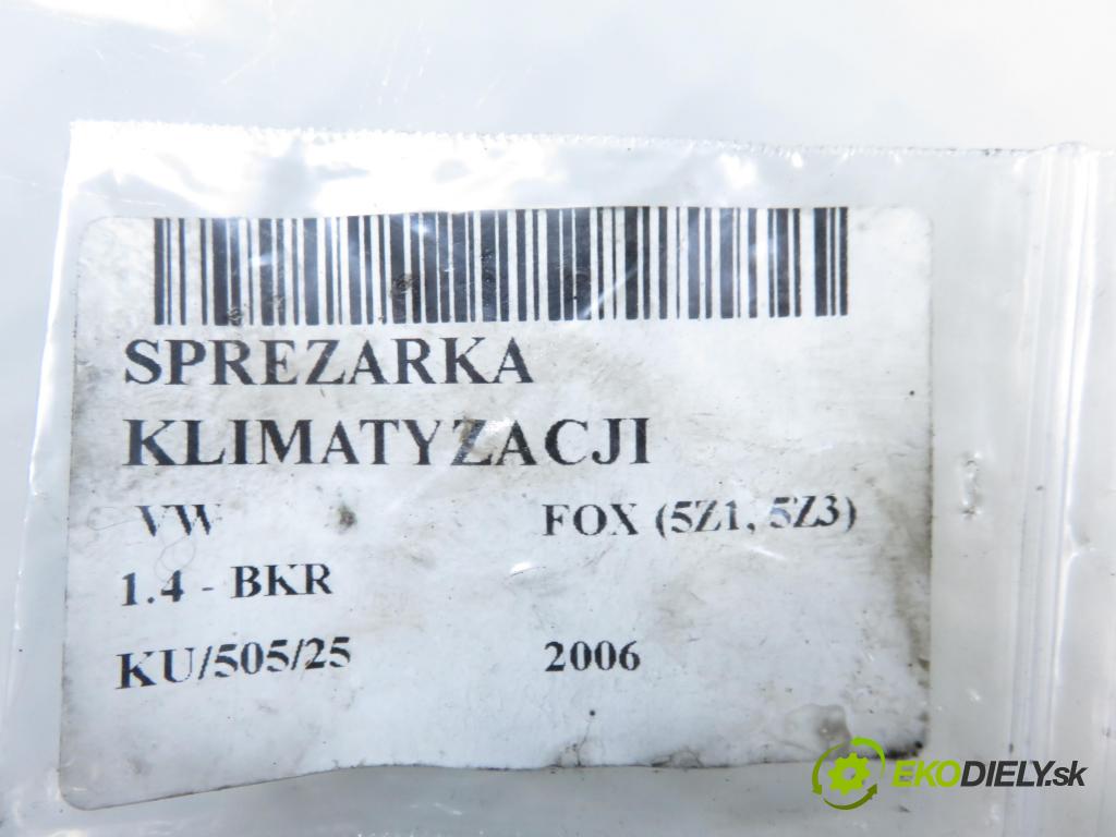VW FOX (5Z1, 5Z3) HB 2006 55,00 1.4 - BKR 1390,00 KOMPRESOR: klimatizácie 6Q0820803 (Kompresor klimatizácie)