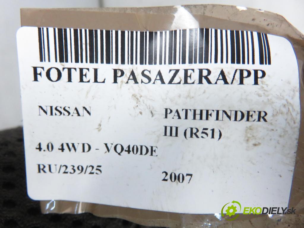 NISSAN PATHFINDER III (R51) TERENOWY 2007 198,00 4.0 4WD 269 - VQ40DE 3954,00 sedadlo CESTUJÍCÍ/PP
