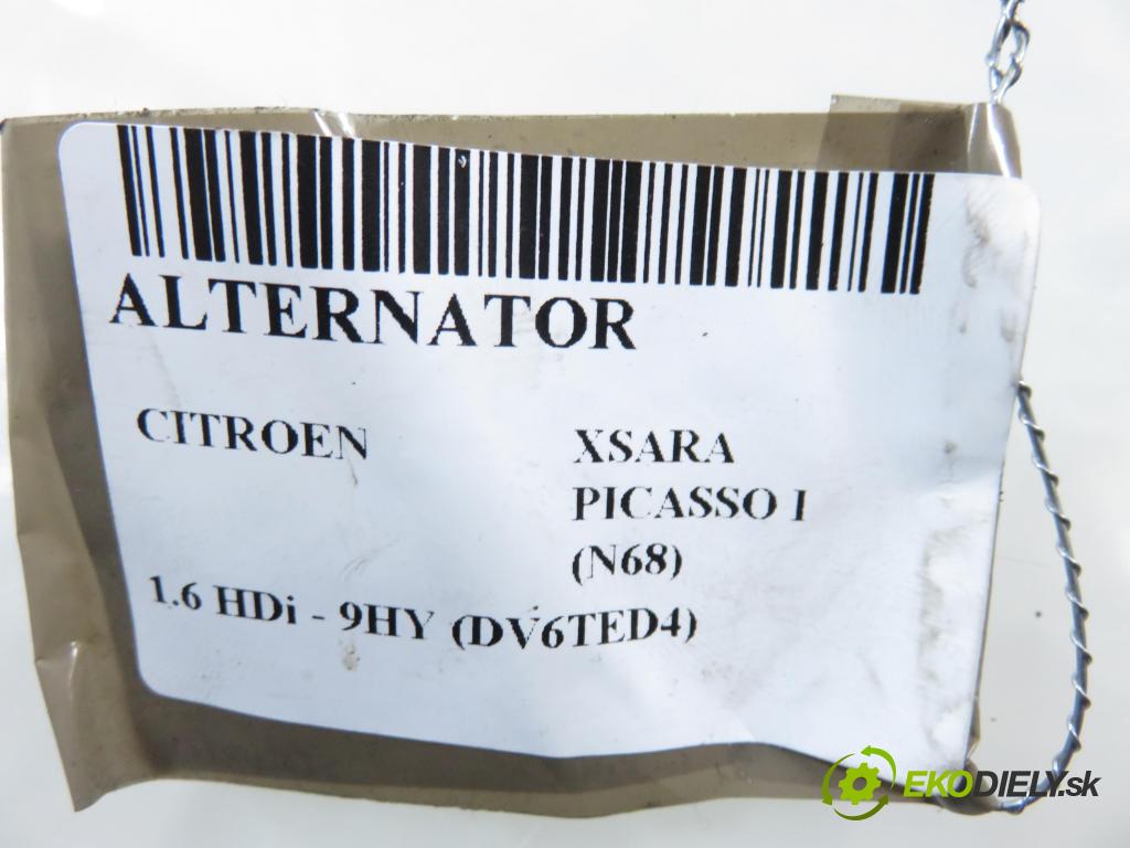 CITROEN XSARA PICASSO (N68) MINIVAN 2004 80,00 1.6 HDi 109 - 9HY (DV6TED4) 1560,00 Alternátor 9646321780 (Alternátor)