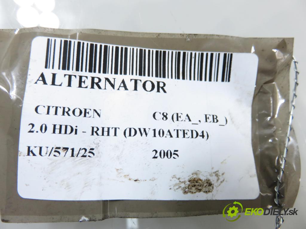 CITROEN C8 (EA_, EB_) MINIVAN 2005 0,00 2.0 HDi - RHT (DW10ATED4) 1997,00 Alternátor 9665617780 (Alternátor)